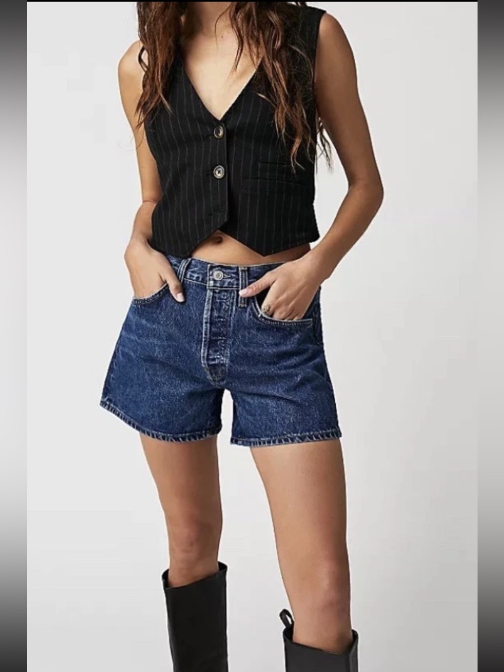 NWT! AGOLDE Parker Long Denim Jean Shorts Sz 27 Enamour Wash 4” Inseam Loose Fit - Picture 2 of 15